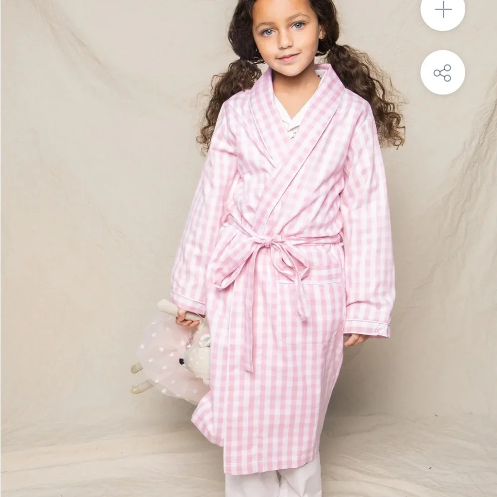 Petite‎ Plume Robe Bath Gingham Print Sleepwear Luxurious